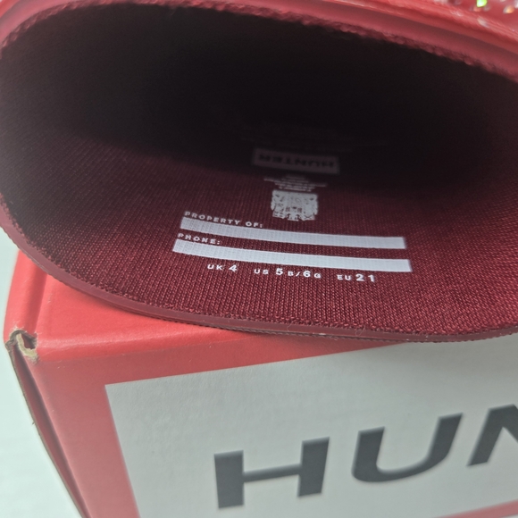 Hunter Kids First Glitter Rain Boots In Vital Burgundy Size EU 21 US C5 - C6 - Picture 9 of 12